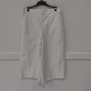 NWT Splendid Women's Wide Leg BoHo Capris Blemished Size L White $90 5B021
